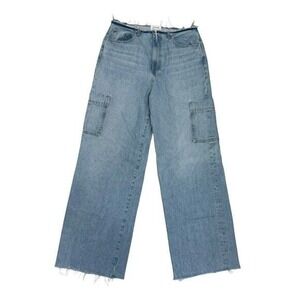 FRAME Wide Leg Cargo Jeans Light Denim Size 29 No Waistband Made in USA